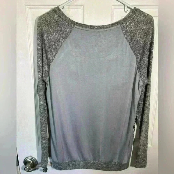 Kut From The Kloth Mixed Material Long Sleeve Grey Leopard Print Top Small - Picture 5 of 10